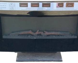 6438 - Wall Mount Electric Fireplace Console (Description): 29 x 11 x 23 Used as is electric/electronic/mechanical item. No guarantee all components, untested
