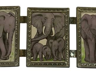5061 - 3 Framed Elephant Prints - 5 x 7.5 x 3
