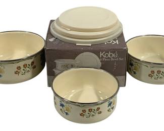 5420 - Kobe 6pc Enameled Metal Bowl Set in Box (Description): with lids