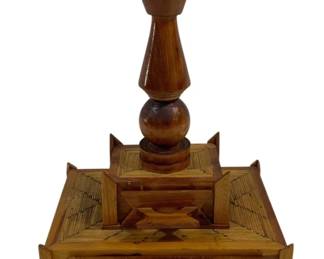 5041 - Tramp Art Matchstick Lamp w/ Drawers (Description): 15.5 x 11 x 8, working condition Used as is electric/electronic/mechanical item. No guarantee all components present