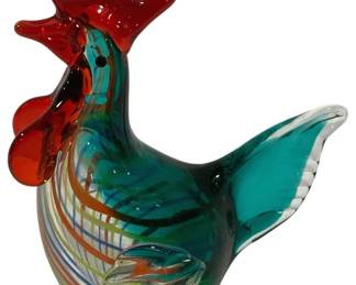 5501 - Murano Art Glass Rooster 8 x 7 x 4