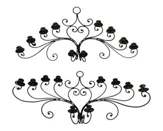 4793 - 2 Metal Wall Hanging Candle Holders - 38 x 19