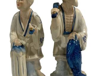 4874 - Pair Porcelain Chinese 15" Figurines - As is