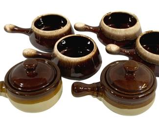 4404 - 6 Stoneware Dishes - 4 McCoy, 2 w/ Lids