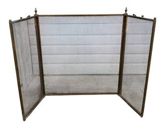 4995 - Antique Iron/Brass Mesh French Folding Fireplace (Description): Screen - 30 x 57