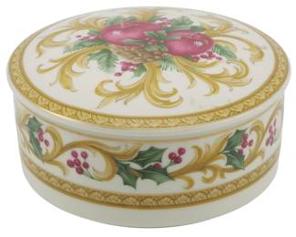 581 - Mikasa Holiday Orchard Porcelain Box 2.5x5"