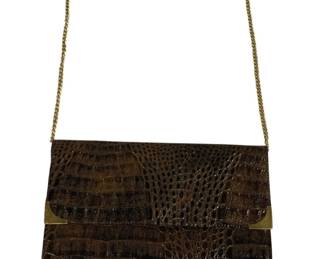 4160 - Vintage Clutch Handbag w/ Gold Toned Chain Strap (Description): 11 x 7