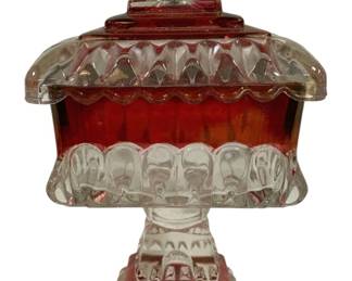 4867 - Westmoreland Ruby Flashed Candy Dish (Description): 8 x 5 x 5