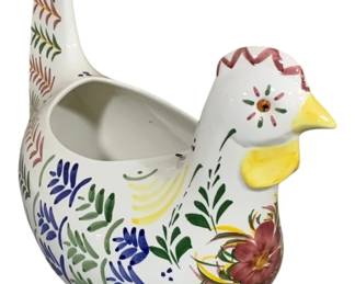 5011 - Portuguese Ceramic Chicken Planter - 11 x 9 x 16