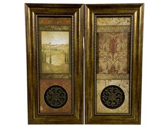 6465 - 2 Framed Pieces of Wall Art - 10.5 x 22