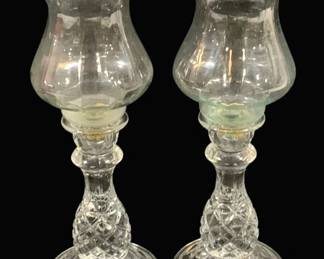 6329 - 2 Glass Candleholders - 10.5" Tall