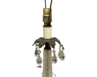 4831 - Vintage Crystal/Brass Table Lamp - 30" Tall (Description): Used as is electric/electronic/mechanical item. No guarantee all components, untested.