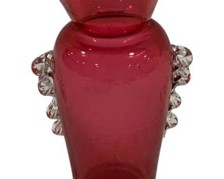 5651 - Cranberry Art Glass Vase - 5" Tall