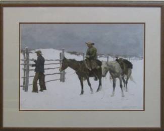 9127 - Fall of the Cowboy by Fredric Remington (Description): 28 X 22