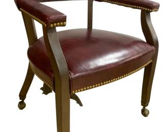8205 - Leather Chair w/ Nailed Design w/ Castors (Description): 30 x 24 x 21