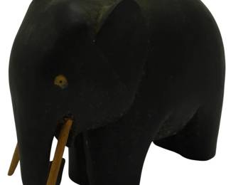 482 - Carved Wood Elephant Figure 2.5x3x1.5