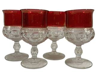 4866 - Tiffin King's Crown Ruby Flash Goblets