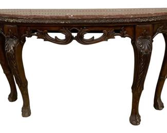 4823 - Marble Top Carved Console Table - 33 x 58 x 18