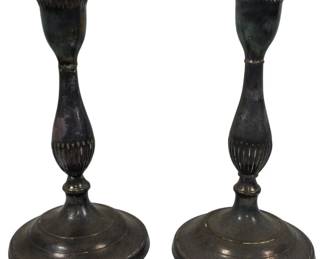 695 - Pair Silver Plated Candlesticks 9"