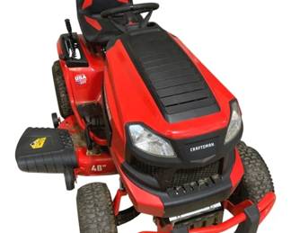 4724 - Craftsman Riding Lawnmower - 44 x 73 x 57 (Description): Model: T2400, has key Used as is electric/electronic/mechanical item. No guarantee all components, untested.