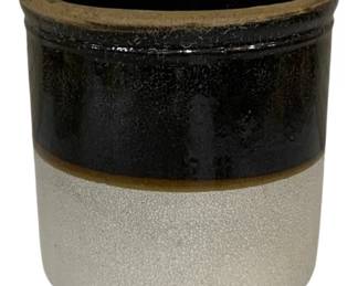 5015 - Brown & White Stoneware Crock - 8 x 8