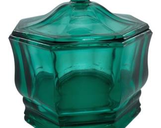 7006 - Indiana Glass Teal Green Candy Jar (Description): 5" Tall