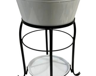 6536 - Metal Enamel Bucket w/ Stand - 27 x 17