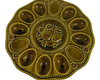 4904 - Vintage Ceramic Deviled Egg Tray - 14" Round