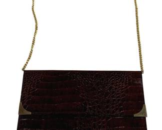 4161 - Vintage Clutch Handbag w/ Gold Toned Chain Strap (Description): 11 x 7
