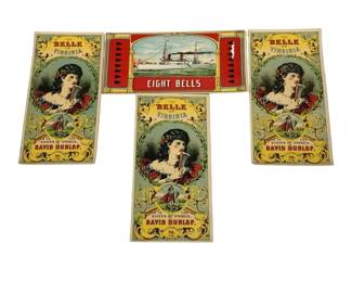 4053 - 4 Vintage Paper Labels - 13 x 7
