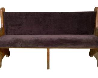 4827 - Vintage Upholstered Church Pew - 35 x 65 x 22