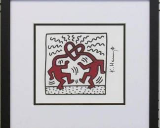 9077 - Heart Head Print by Keith Haring (Description): 15 X 17
