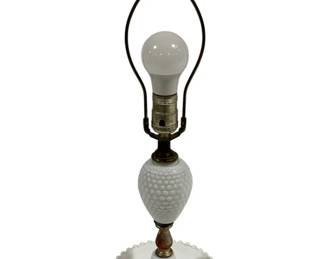 5332 - Vintage Hobnail Milk Glass Lamp 19.5" (Description): As-is electric/electronic/mechanical item - no guarantee all components present, untested.