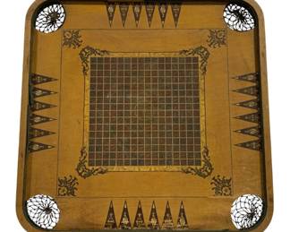 5047 - Antique Double Sided Arch Arena Gaming Board (Description): 28.5 x 28.5
