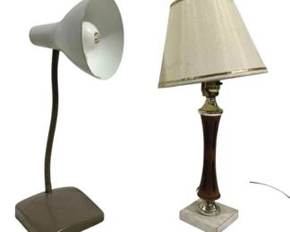 7401 - 2 Vintage Lamps - 18" Tall (Description): Used as-is electric/electronic/mechanical item - no guarantee all components, untested.