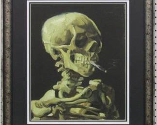 9044 - Skeleton Smoking Cigarette Giclee Vincent Van Gogh (Description): 22 X 26