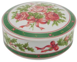 586 - 1990 Lefton China Porcelain Box 2.5x5"