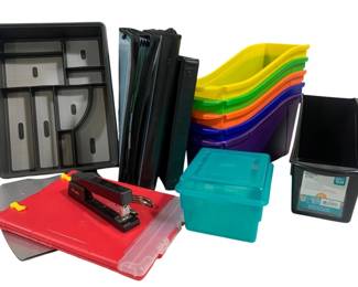 9852 - Lot of Assorted Containers, tray, notebooks & more