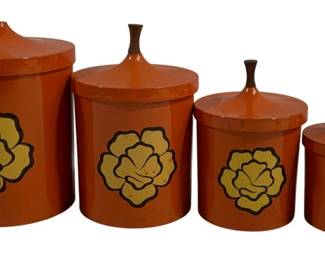 5311 - Vintage Apco Canister Set - 9" Tall (Description): 1 Missing Handle
