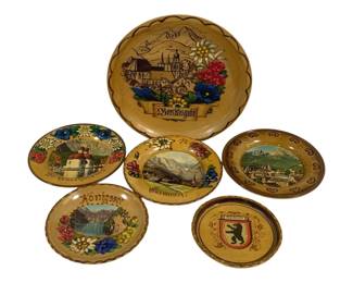 4339 - 6 German Wood Plates