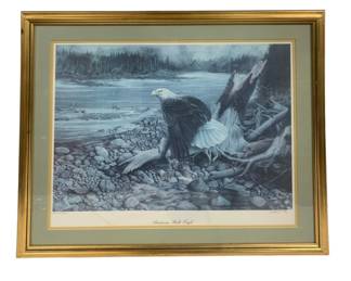 6028 - "American Bald Eagle" Framed Print Signed - (Description): #156/200 33.5 x 28
