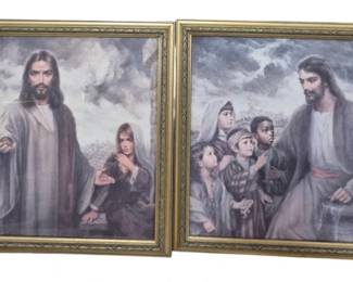 3585 - Pair Jesus Prints - 14 x 12.5 each