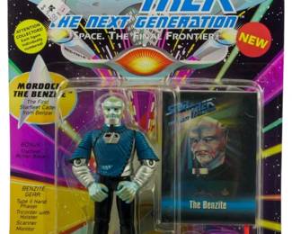 534 - Playmates Star Trek TNG Mordock the Benzite (Description): Unopened Playmates Star Trek The Next Generation action figure in original box featuring Mordock the Benzite. The figure remains sealed in its original packaging.