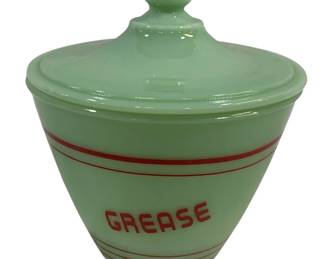 5220 - Jadeite Grease Jar w/ Lid - 6 x 6