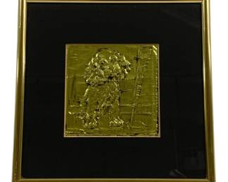 5097 - Framed Brass Plate Pressing Picture - 8.25 x 8.25