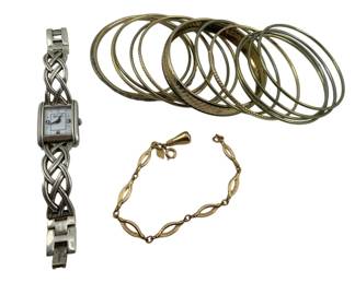8100 - Sarah Coventry Bracelet, Bangles & Brighton Watch (Description): Used as is electric/electronic/mechanical item. No guarantee all components, untested.