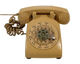 6028 - Vintage ITT Rotary Dial Phone (Description): 9 x 9 x 5 Used as is electric/electronic/mechanical item. No guarantee all components, untested