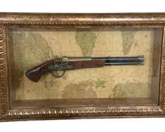 4720 - Framed Gun & Map - 18 x 28