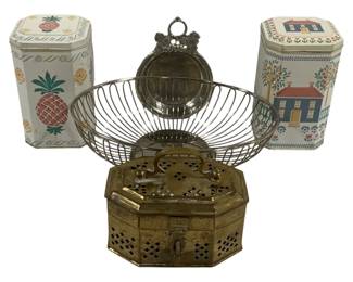 5625 - Lot of Assorted Items - Fruit Basket, Tins & More