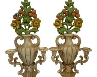 5412 - 2 Vintage Wall Candleholders - 19.5 x 9
